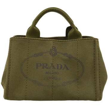 PRADA プラダ CANAPA カナパ ミニ ハンドバッグ コットンキャンバス カーキ×ゴールド金具 B2439G レディース【中古】【送料無料】