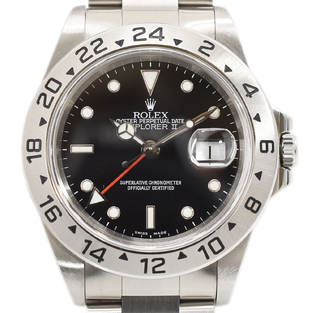 ROLEX ロレックス 腕時計 エクスプローラーII メンズウォッチ 黒文字盤 SS×AT 16570 メンズ【中古】【送料無料】