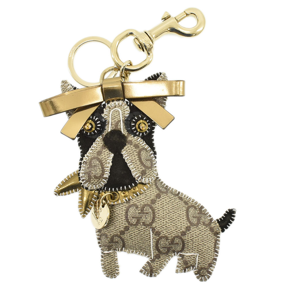 GUCCI グッチ キーホルダー GGプラス グッチョリ フレンチブルドッグ レロイ キーリング PVC×レザー ベージュ系×ブラック×シャンパンゴールド金具 206076 ユニセックス【中古】【送料無料】のサムネイル