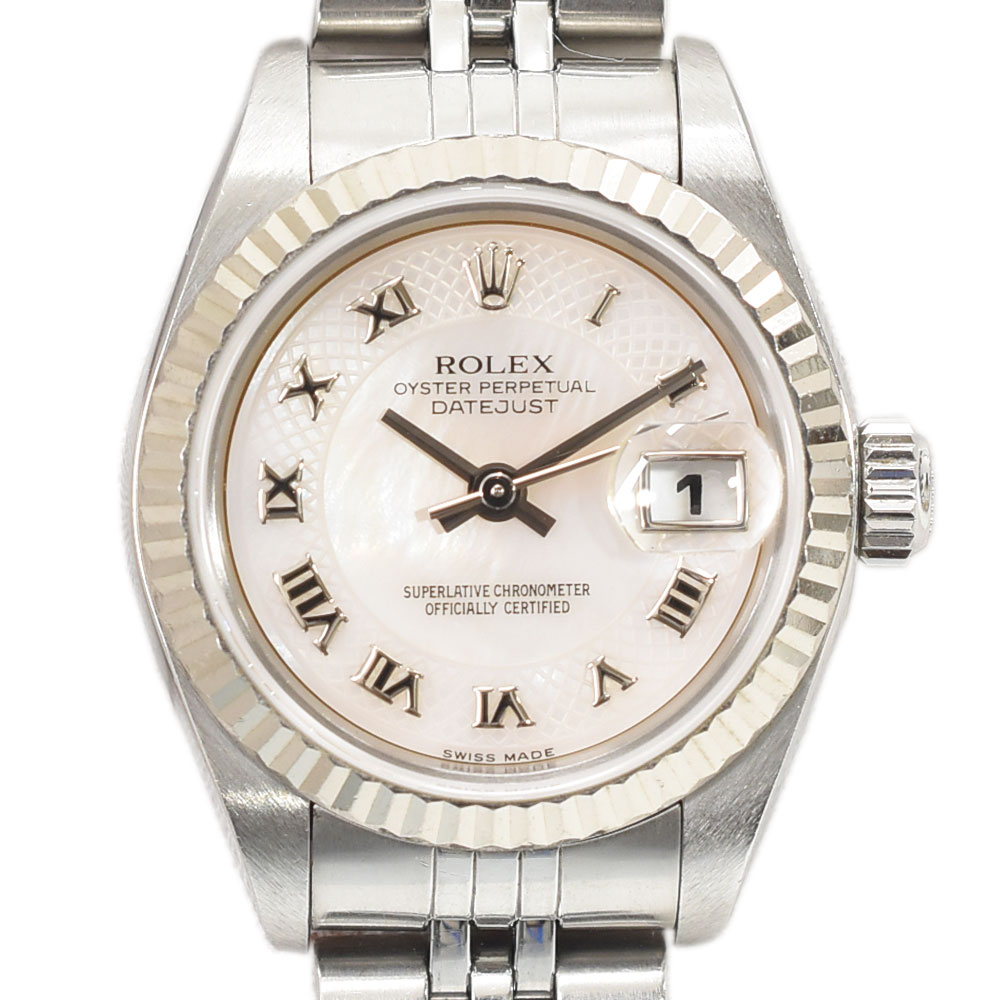 ROLEX ロレックス オイスターパーペチュアル デイトジャスト ピンクシェル文字盤 レディースウォッチ ローマン SS×K18WG AT 79174 レディース【中古】【送料無料】のサムネイル