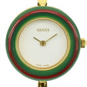 GUCCI グッチ チェンジベゼルウォッチ 腕時計 バングルウォッチ ヴィンテージ時計 ゴールド×ホワイト文字盤 クオーツ 11/12.2 レディース【中古】【送料無料】