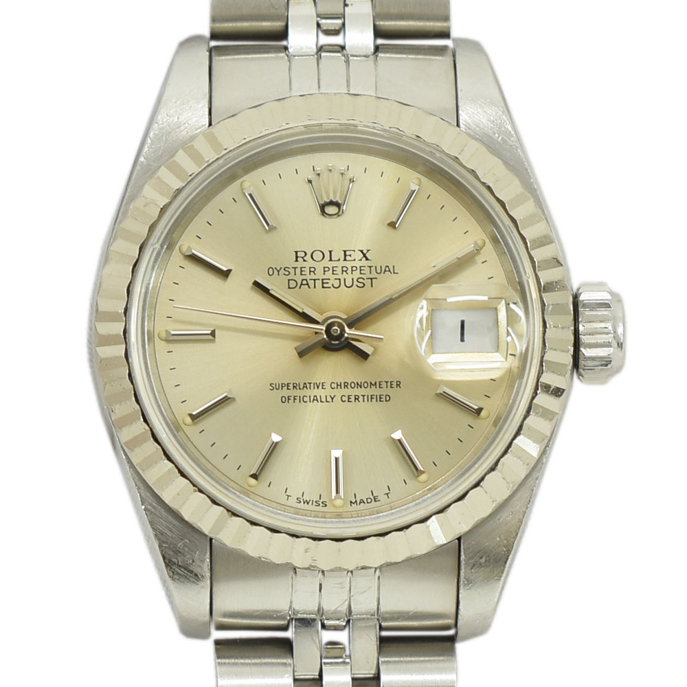 ROLEX ロレックス 腕時計 オイスターパーペチュアル デイトジャスト レディースウォッチ シルバー文字盤 AT SS×WG シルバー 69174【中古】【送料無料】