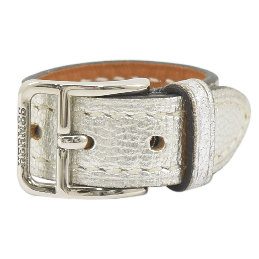 HERMES エルメス スカーフリング ベルトモチーフ レザー シルバー×ゴールド×シルバー金具 □I刻印 レディース【中古】【送料無料】のサムネイル