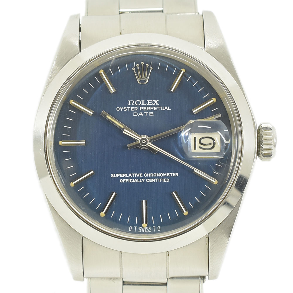 ROLEX ロレックス オイスターパーペチュアル デイトジャスト メンズウォッチ 腕時計 ブルー文字盤 AT SS シルバー 1500 メンズ【中古】【送料無料】