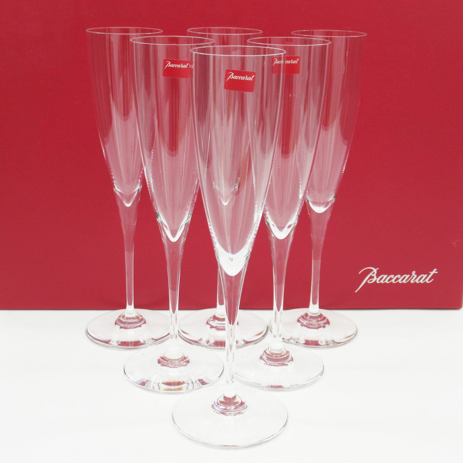 Baccarat バカラ ドンペリニヨン シャンパンフルート 計6点 箱付き 食器 クリスタルガラス シャンパングラス【美品】【送料無料】