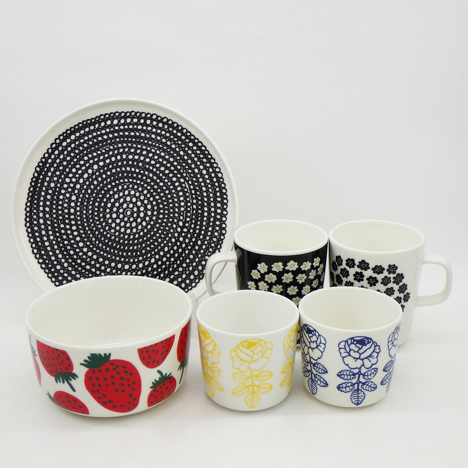 marimekko マリメッコ ヴィヒキルース プケッティ マンシッカ シイルトラプータルハ ラテマグ マグ ボウル プレート 計6点 食器 北欧【美品】【送料無料】