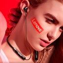 正規品 純正 レノボLenovoイヤホンBT5.0スポーツ防汗ヘッドセットiPhone用のマイク付き磁気イヤフォンをキャンセルするワイヤレスランニングヘッドフォ...