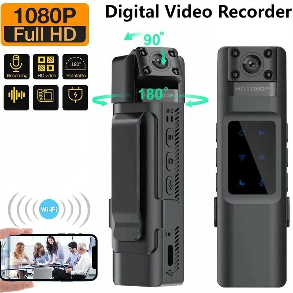 1080P 12MP ハイクリア 170° 広角赤外線ナイトアクションカメラ内蔵 WiFi モジュールコンパクトサイズのビデオカメラバッククリップデザイン 交通...