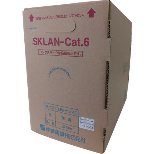 樂天商城 - 伸興電線　1000Mbps　LAN対応ツイストペアケーブル　SKLAN−Cat．6　0．5mmX4P　　SKLANCAT60.5X4PRX300M　607-8246