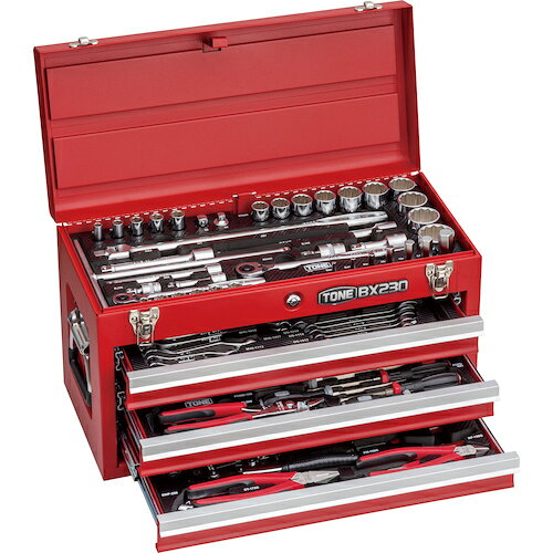 Rakuten - TONE　整備用工具セット　ツールセット　レッド　間口508×奥行232×高さ302mm　87点セッ　　TSXT95023　499-1740