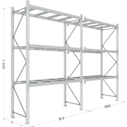 Rakuten - NF　パレットラック　1ton用連結　奥行900×高さ4000×有効間口2500mm　最大積載量30　　P6-40X25A09-3B　463-5990