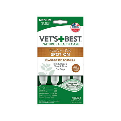 【送料無料！】 VET'S BEST ナチュラルスポット　中型犬 MEDIUM 7kg～18kg以下 4P（お取り寄せ品）　0031658105199