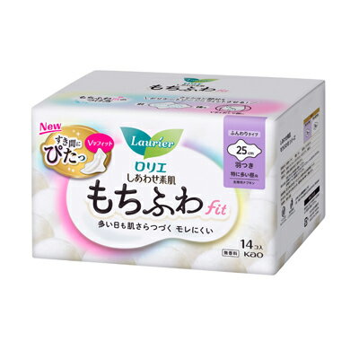ロリエしあわせ素肌 もちふわfit 特に多い昼用25cm 羽つき　14個入　【医薬部外品】　4901301433077