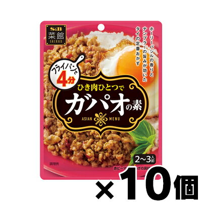 [商品区分：食品][メーカー：エスビー食品] 　 名称・品名： ガパオ用調味料 商品特徴: 炒めた鶏ひき肉にからめるだけ。 フライパンで炒めた鶏ひき肉にからめるだけ。ガパオ（ホーリーバジル）の香りとナンプラー、オイスターソースの旨みが効いたごはんが進む味わい。玉ねぎ、パプリカの具材入り。 内容量： 75g 原材料: 魚醤（魚介類）（タイ製造）、オイスターソース、野菜（赤ピーマン、しょうが、にんにく）、ソテー・ド・オニオン、ポークエキス調味料、砂糖、香辛料／増粘剤（加工デンプン）、調味料（アミノ酸）、カラメル色素、香料、（一部に鶏肉・豚肉・ゼラチン・魚醤（魚介類）を含む） アレルギー物質: 鶏肉・豚肉・ゼラチン・魚醤（魚介類） 栄養成分: 75gあたり エネルギー:46kcal たんぱく質:2.2g 脂質:0.6g 炭水化物:7.9g 食塩相当量:3.8g 保存方法： 直射日光を避け、常温で保存してください。 賞味期限: 別途商品ラベルに記載 発売元、製造元、輸入元又は販売元： エスビー食品 174-8651 東京都板橋区宮本町38番8号 0120-120-671 広告文責: 株式会社 フクエイ　03-5311-6550 ※パッケージが変更になることがございます。予めご了承ください。 区分　日本製・食品