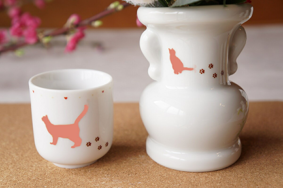 猫専用仏具セット　ねこづくし　ピンク