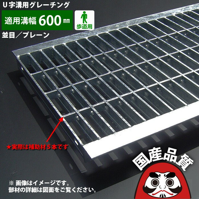 溝蓋 グレーチング U字溝 用 溝ふた 側溝 フタ 並目 プレーンタイプ 溝幅 600用 歩道用 OKU 60-25 公共建築協会品質性能評価製品 日本製 奥岡製作所 オーケーグレーチング [お問い合わせ用番号 R346]