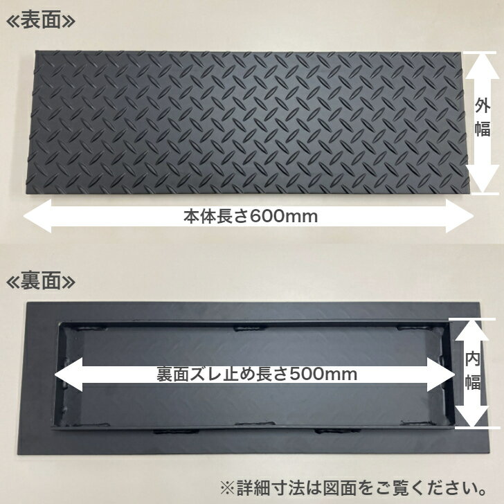 U字溝 用 縞鋼板 蓋 縞板 溝ふた 溝蓋 側溝 フタ マットな艶消しブラック 粉体塗装...