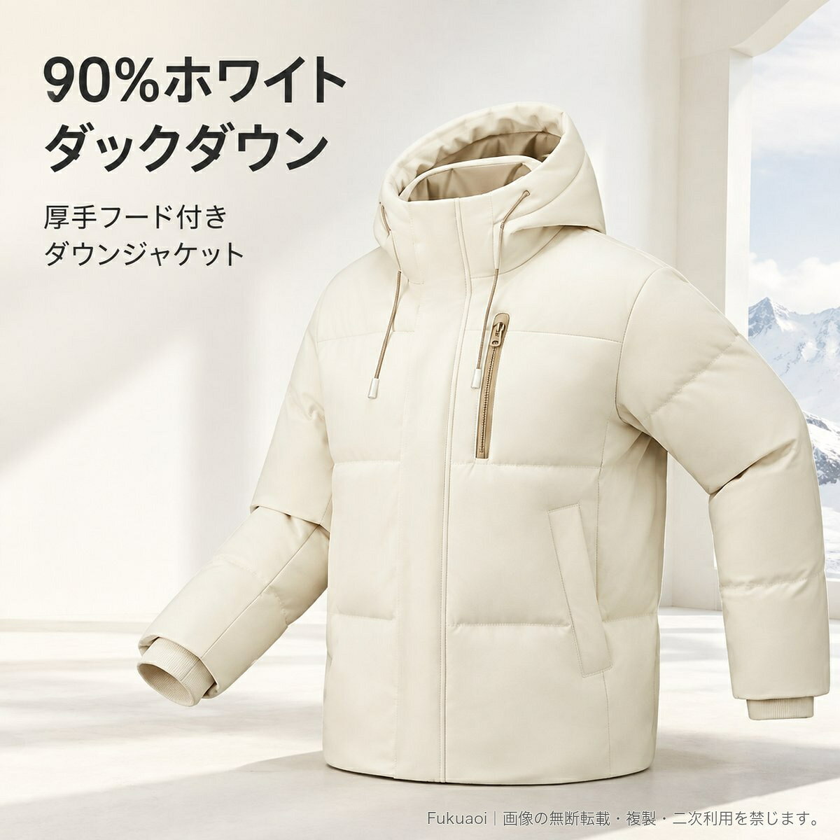 90%ホワイトダックダウンを使用した、厚手タイプのフード付きダウンジャケットです。長袖のスタンダードなシルエットに、フード、フロントポケット、胸元のファスナーポケット、内ポケットを備えています。防風・防寒を意識した秋冬アウターとして、街歩きや日常のカジュアルスタイル、ハイキングなどにおすすめです。男女兼用で、クラシックブラック、アイボリーホワイト、ライトブルーグリーンの3色からお選びいただけます。サイズはXS、S、M、L、XL、2XL、3XLをご用意しています。表地・裏地はポリエステル100%です。▲バナーをタップしてクーポンを獲得できます3,980円5,280円6,180円4,680円