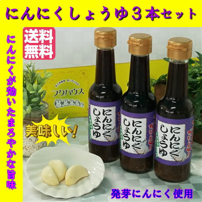 スーパーSALE10%OFF【 にんにくしょうゆ 】 1瓶150g 3本入 ニンニク醤油 にんにく醤油 発芽にんにく使用 ガーリック醤油 泉水耕農園思いやりの丘フクハウス 2