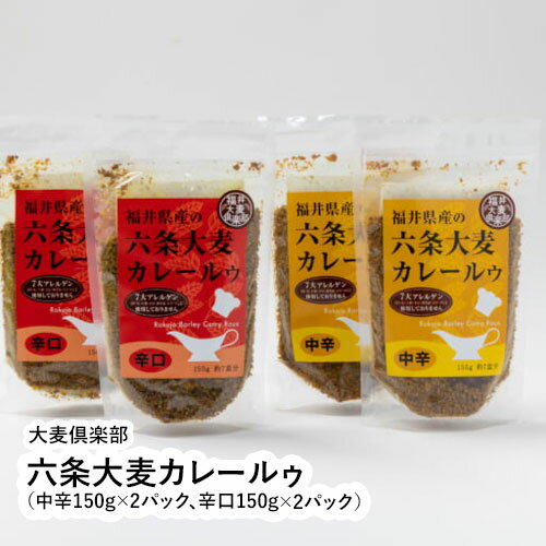 六条大麦カレールゥ 中辛150g 2パック 辛口150g 2パック 