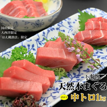 【期間限定価格】本まぐろならマグロ専門店におまかせ！天然本マグロの訳あり中トロを1kも詰めた完全赤字の中トロ！（税込）※筋が入るためこの価格です。80284