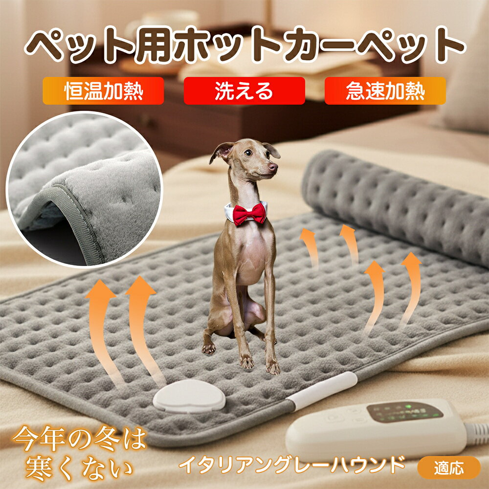 【5倍ポイント】イタリアングレーハウンド犬 イタグレ ペット用ホットカーペット 犬 猫 冬用 速暖 温度調節 洗える 防水 省エネ 滑り止め 長方形 ベッド用 ペットヒーター 安全装置付き