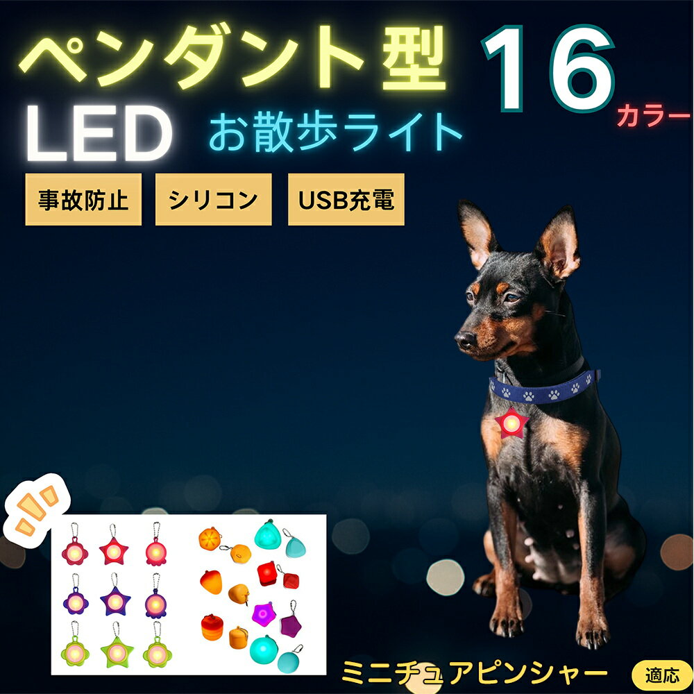 【5倍ポイント】ミニチュアピンシャー犬 ミニピン LEDお散歩ライト ペット用 光る 首輪用チャーム USB充電 防滴 耐衝撃 連続点灯 夜間安全 リード ネックレス 犬 猫 小型犬 中型犬 大型犬 取り付け簡単 迷子防止