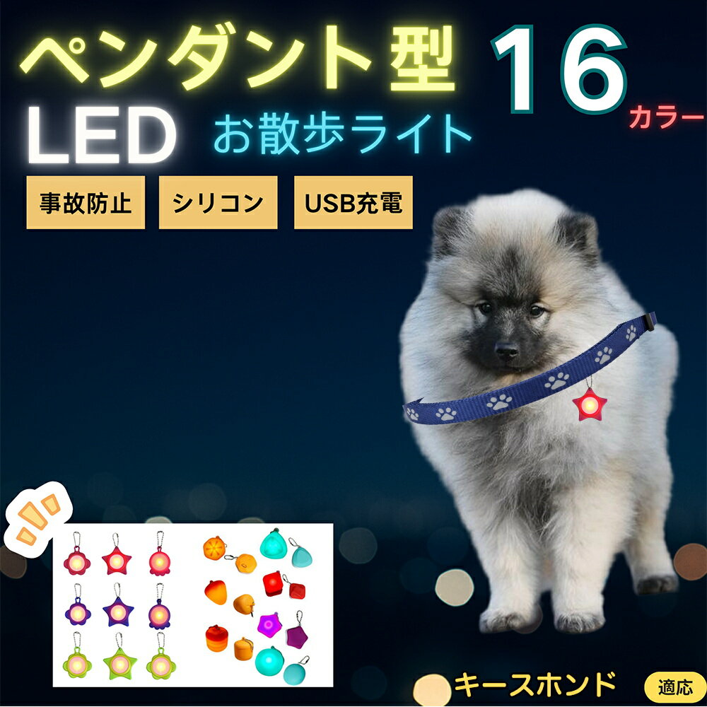 【5倍ポイント】キースホンド犬 キース LEDお散歩ライト ペット用 光る 首輪用チャーム USB充電 防滴 耐衝撃 連続点灯 夜間安全 リード ネックレス 犬 猫 小型犬 中型犬 大型犬 取り付け簡単 迷子防止