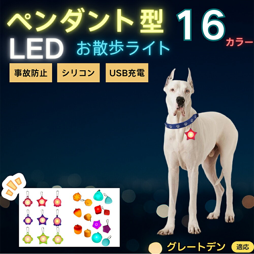 【5倍ポイント】グレートデーン犬 グレートデーン LEDお散歩ライト ペット用 光る 首輪用チャーム USB充電 防滴 耐衝撃 連続点灯 夜間安全 リード ネックレス 犬 猫 小型犬 中型犬 大型犬 取り付け簡単 迷子防止
