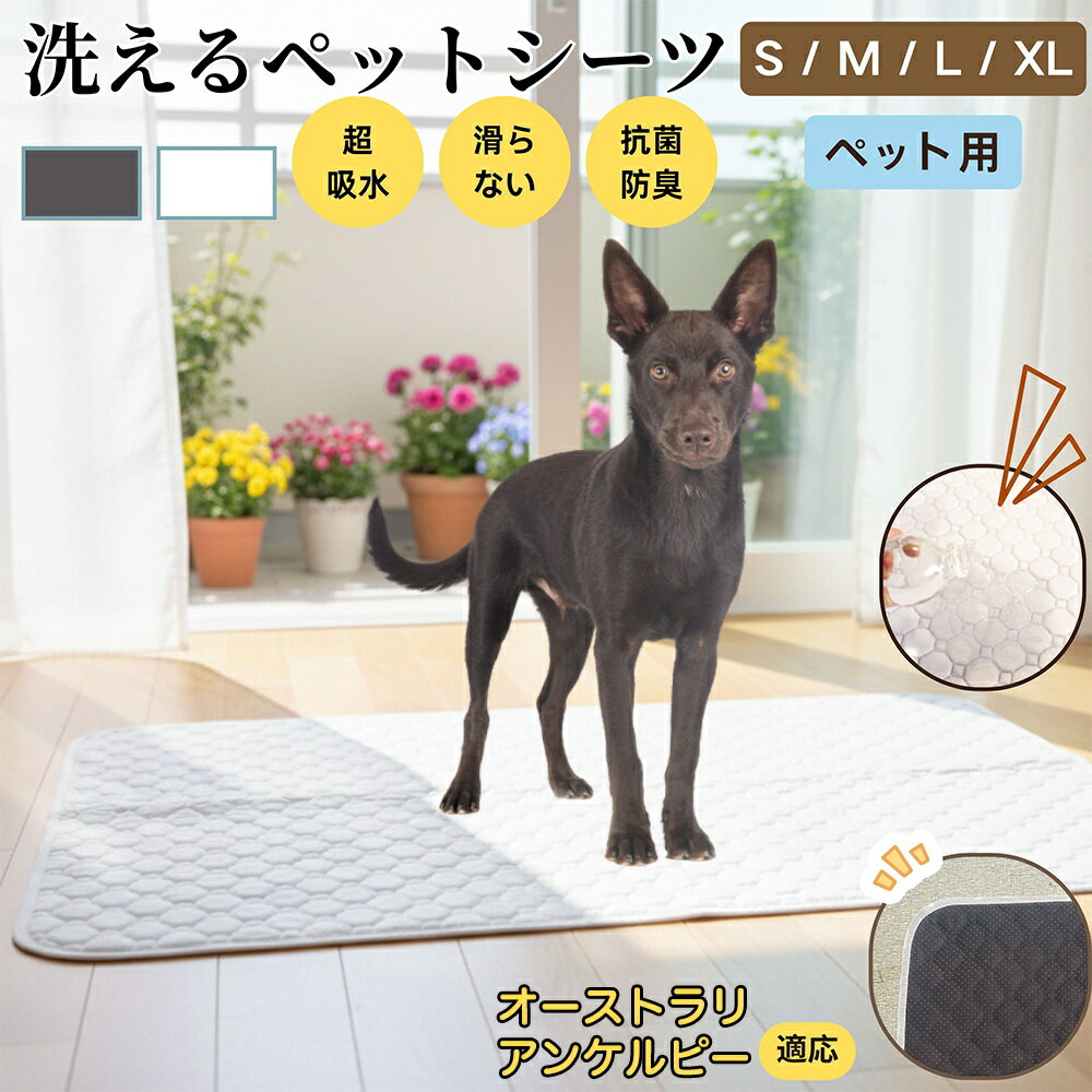 【5倍ポイント】オーストラリアンケルピー犬 ケルピー ペットマット 洗える 防水 ペットシーツ 超吸水 速乾 おしっこ対策 トイレマット 猫 犬用 介護マット 防臭 抗菌 滑り止め付き 小型犬 中型犬 大型犬 多頭飼い用 室内用マット