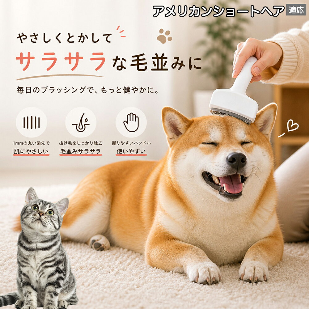 【5倍ポイント】 アメリカンショートヘア猫 アメショ 犬用ブラシ 猫用ブラシ 抜け...