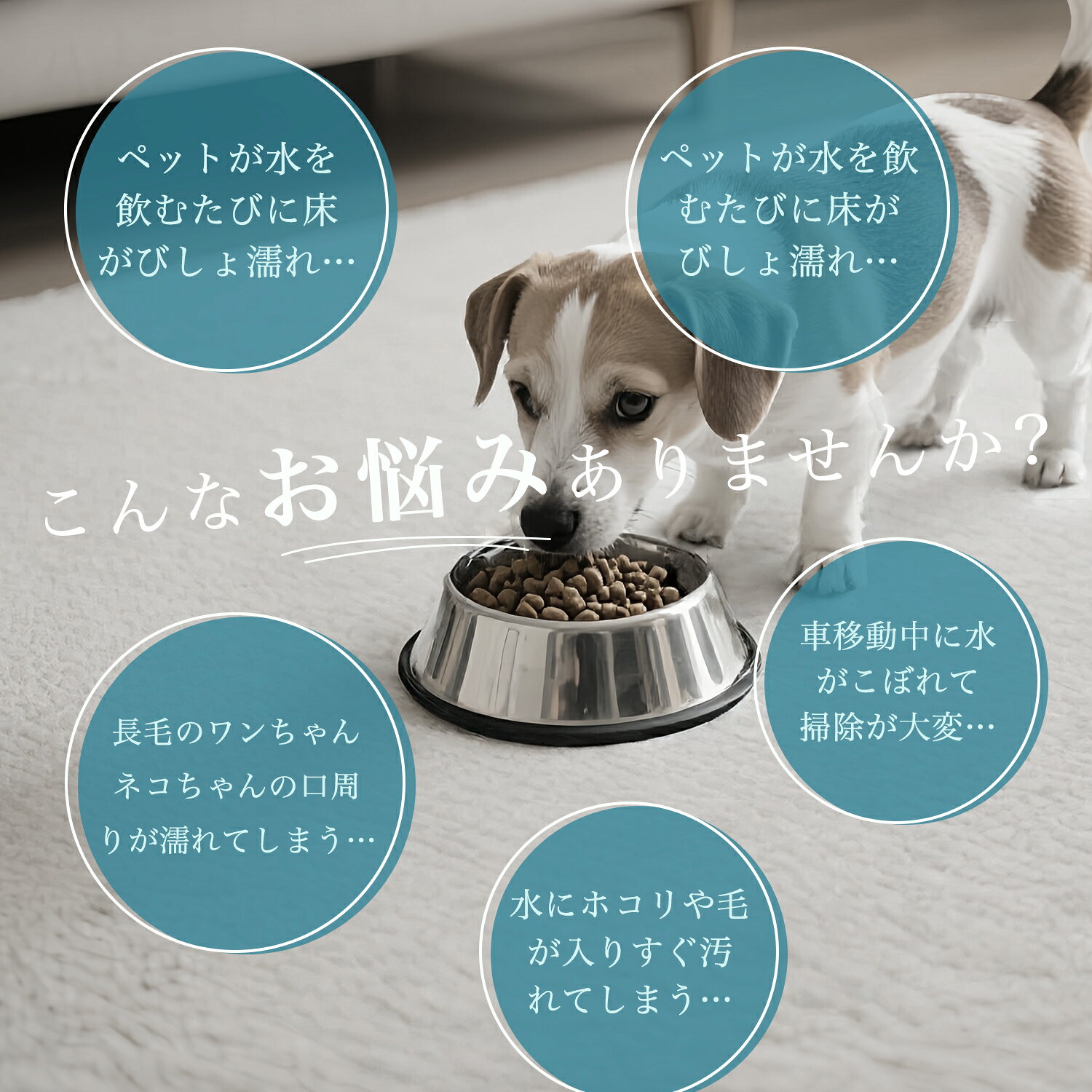 フクカワ楽天市場店の【5倍ポイント】 北海道犬種 北海道 ペット 水飲み ボウル 早飲み防止 吐き戻し 予防 浮かぶ 皿 犬用 猫用 給水機 ウォーターディスペンサー 安定 四角型 こぼれない 飛び散り防止 滑り止め ABS｜アングル2