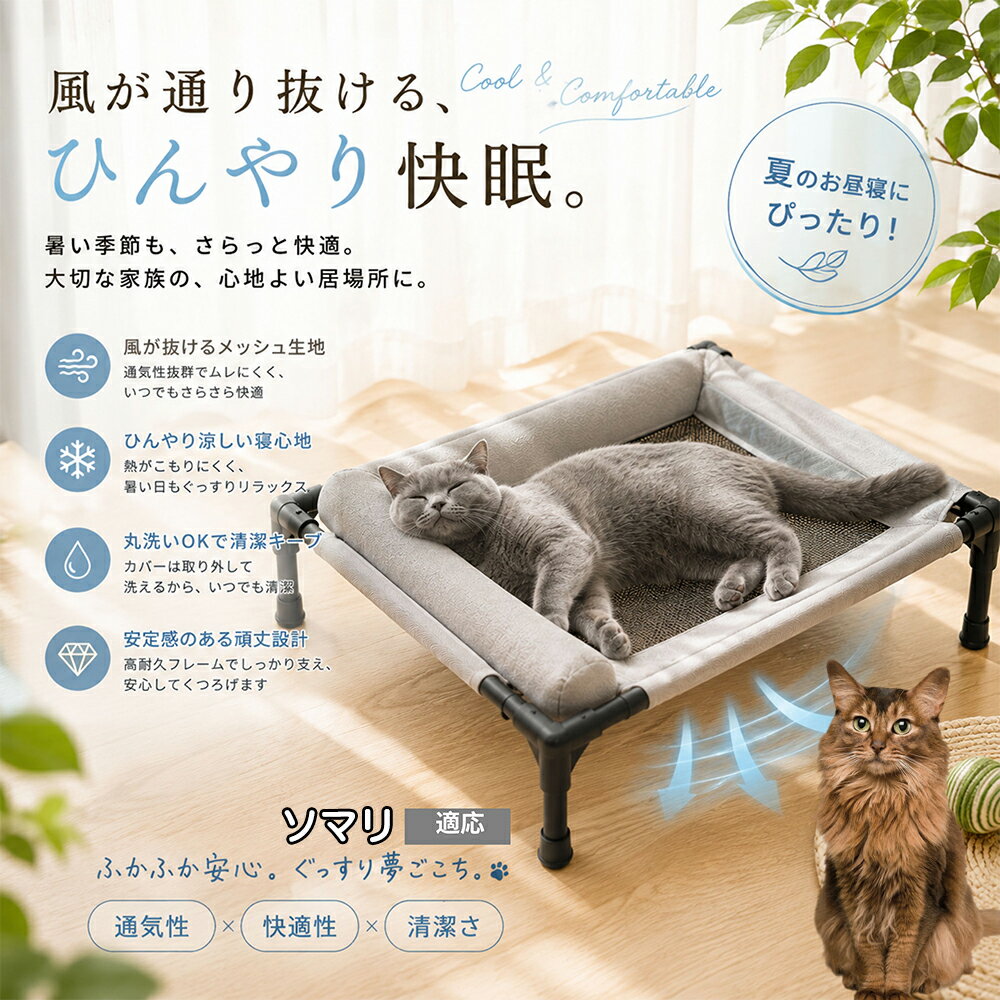 【5倍ポイント】 ソマリ猫種 ソマリ ドッグコット キャンプ アウトドア 工具不要 組立簡単 脚付き ペットベッド 高耐久 スチールフレーム 頑丈 壊れない 安定感抜群 30kg 耐荷重 滑り止め付き Mサイズ