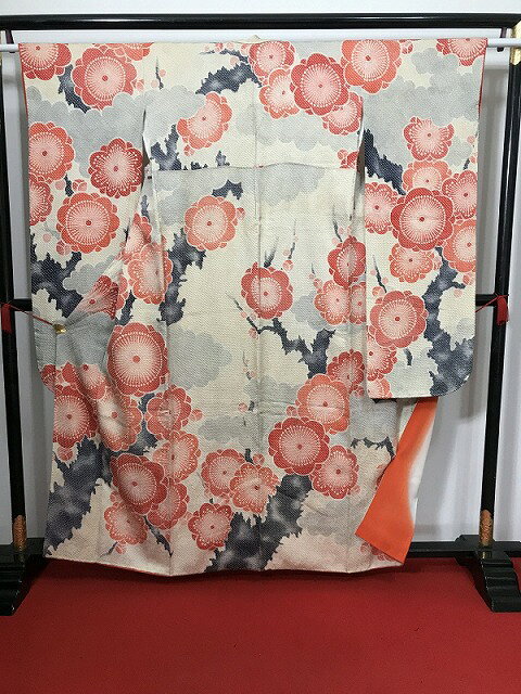 乐天商城 - 【中古】Sサイズ振袖 正絹 白地に梅模様
