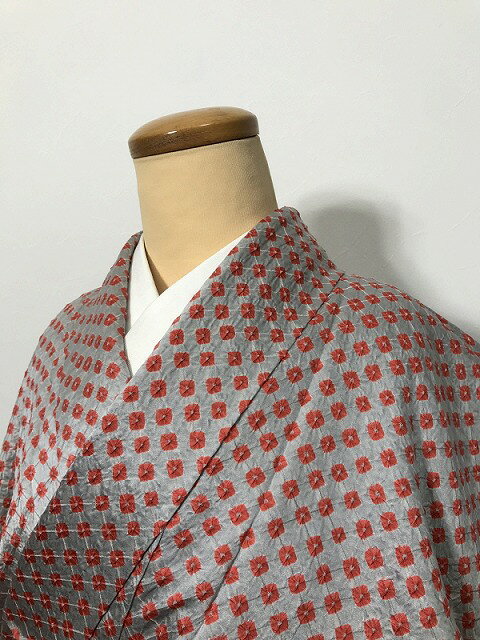 乐天商城 - 【中古】Mサイズ 小紋 正絹 グレー地に鹿の子模様