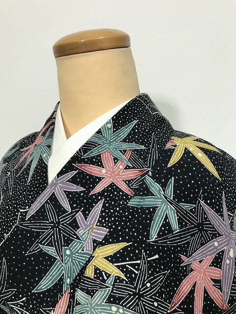 Rakuten - 【中古】 Sサイズ 小紋 正絹 濃紺地に笹模様 袷着物 最強配送 シーズン春