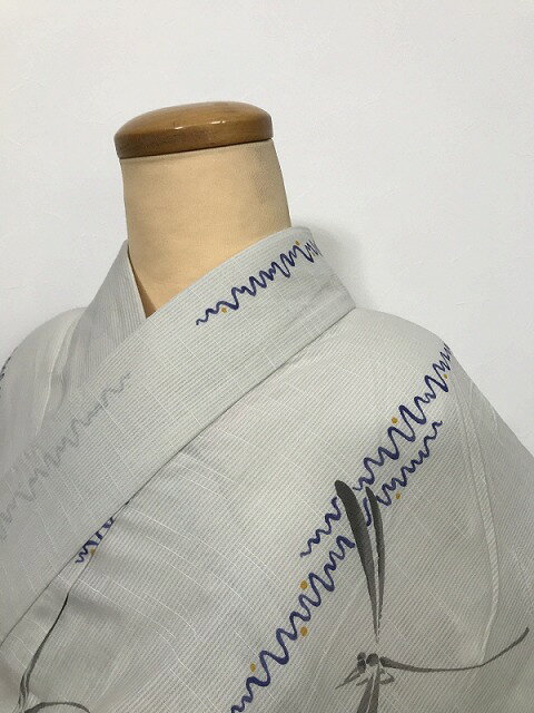乐天商城 - 【中古】 Sサイズ 浴衣 綿 薄グレー地に蜻蛉模様 最強配送