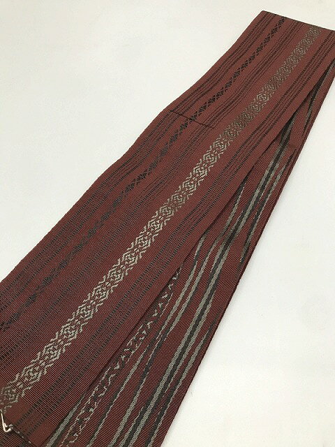 中古30％OF/【中古】角帯 男物 正絹 赤茶地に独鈷文様（楽天・リサイクルきもの福服　ふくふく）