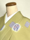 GWセール20%OFFクーポン/【中古】小紋 化繊 芥子色地に色紙模様 裄68cm Lサイズ 袷着物 洗える着物 あす楽 シーズン春