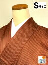 GWセール20%OFFクーポン/【中古】小紋 正絹 赤茶地に縞模様 裄63cm Sサイズ 袷着物 あす楽 シーズン春