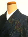 GWセール20%OFFクーポン/【中古】 Sサイズ 正絹 紬 黒地に唐花文様 袷着物 あす楽 シーズン春