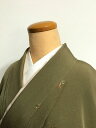 GWセール20%OFFクーポン/【中古】 Mサイズ 正絹 小紋 利休茶地に花丸模様 刺繍 裄長め 袷着物 あす楽 シーズン春