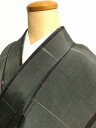 GWセール20%OFFクーポン/【中古】 Mサイズ 正絹 紬 グレー地に格子文様 袷着物 あす楽