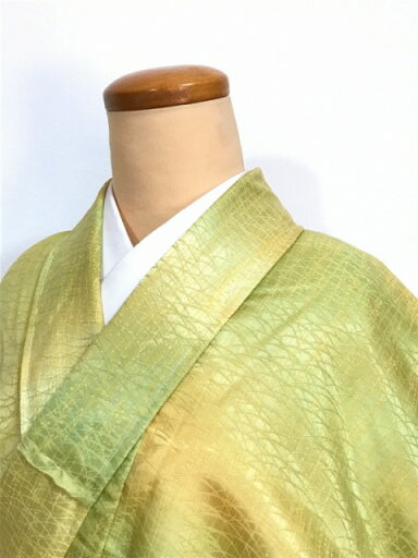 バラエティークーポン発行中/【中古】Sサイズ 化繊 小紋 グリーンぼかし地に霰模様 バラエティークーポン発行中/【中古】Sサイズ 化繊 小紋 グリーンぼかし地に霰模様