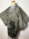 GWセール20%OFFクーポン/【中古】 Mサイズ 正絹 道行コート 黒まだら地に牡丹模様 あす楽