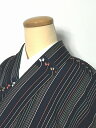 【中古】Sサイズ 正絹 小紋 濃紺地に蝶模様