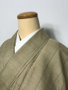 GWセール20%OFFクーポン/【中古】 Sサイズ 正絹 紬 薄茶地に縞文様 袷着物 あす楽