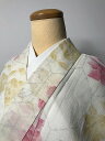 GWセール20%OFFクーポン/【中古】Mサイズ 化繊 紬 クリーム地に枝花模様 夏着物
