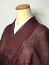 GWセール20%OFFクーポン/【中古】 Sサイズ 正絹 夏着物 紬 小豆色地に麻の葉文様 あす楽