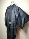 GWセール20%OFFクーポン/【中古】Lサイズ 羽織 男物 正絹 濃紺地に蚊絣文様 リメイク【福服特製】